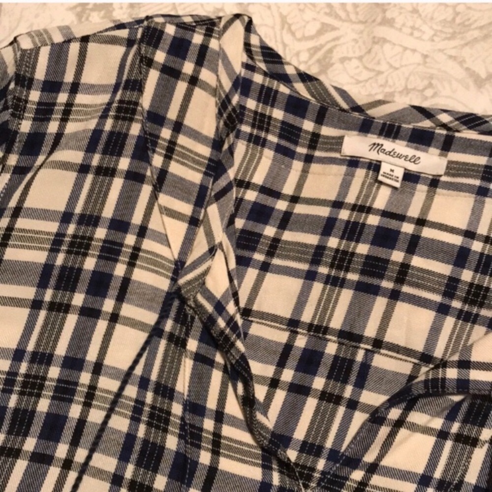 Madewell plaid artiste tunic shift dress tassels - Picture 6 of 8